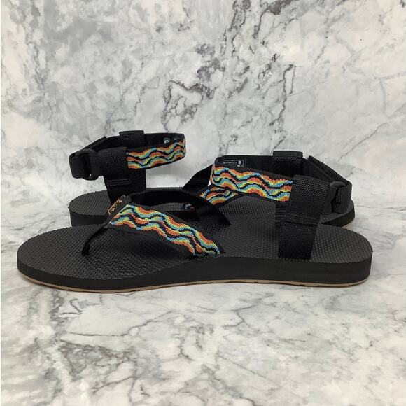 Teva Mens 11 Black Original Sandals Revive Ankle Strap Outdoor Beach 80s BR24-1 - Picture 7 of 10